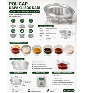 Policap Kapaklı Sos Kabı 20 cc 100'lü (Starcup)