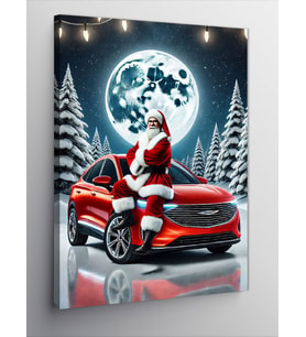 Kanvas Tablo Araba Üzerinde Noel Baba