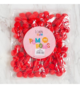 LOREN CRAFTS 2 CM 100 ADET KIRMIZI PONPON