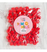 LOREN CRAFTS 2 CM 100 ADET KIRMIZI PONPON