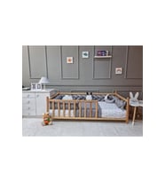 Montessori Bebek Beşik Uyku Seti - Örgü Kenar Gri Koruma Seti (Gri)