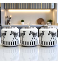Büyük Boy Kahve Köşesi Seti Oval Baharatlık 1400 ml (Çay,Kahve,Şeker) Zebra At GÜMÜŞ