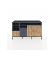 Kronos Konsol 7 Raflı 3 Çekmeceli 3 Kapaklı 176x59x99 Antrasit-Çam/Antrasit