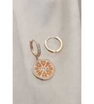 Minimal Taşlı Portakal Model Küpe (Çok Renkli)