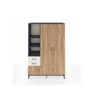 Hyperion Dolap 5 Raflı 2 Çekmeceli Tek Askılı 132x44x195 Antrasit-Çam/Aytaşı