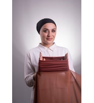 Koyu Kiremit Pratik Hazır Geçmeli Şal Şifon Boru Boneli 3001_29