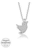 Swarovski Taşlı Gümüş Kuş Bayan Kolye