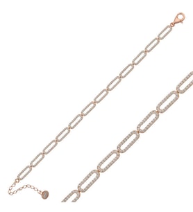 Gümüş Rose Oval Taşlı Bayan Bileklik