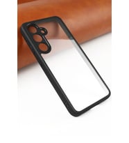Galaxy S24 Plus Kılıf Kamera Korumalı Şeffaf Arka Yüzey New Roll Kapak (Siyah)