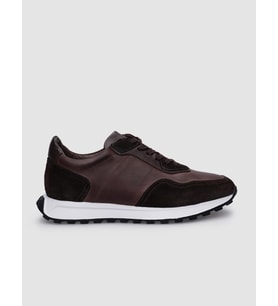 %100 Hakiki Deri Kahverengi Bağcıklı Erkek Sneaker