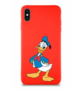 Apple iPhone XS Max Soft Premier Kapak Donald Duck-C Tasarımlı Silikon Kılıf - Kırmızı (Şeffaf)