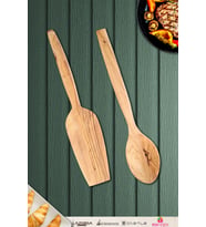 Zeytin Ağacı Ahşap Tahta Kaşık Spatula Seti 2 Parça ( Zeytin Ağacı ) Ağaç Kaşık