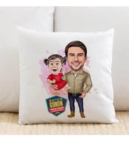 Kişiye Özel Yakışıklı Baba ve Kızı Karikatürlü Yastık