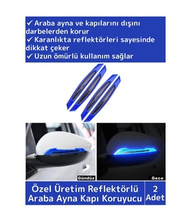 Özel Üretim Yüksek Kaliteli Oto Araç Otomobil Ayna Kapı Koruyucu Reflektörlü Şerit 2 Adet