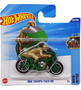 Hot Wheels - 1966 Triumph Tiger 100 - Hw Moto 5/5 - Jbc32 - Short Card - Th Treasure Hunt - Motosikl (Çok Renkli)