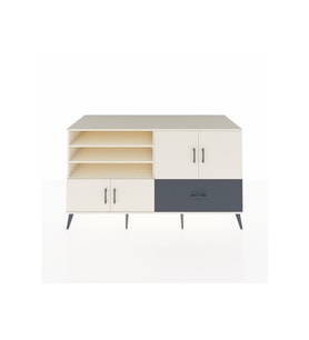 Kronos Konsol 5 Raflı Tek Çekmeceli 4 Kapaklı 176x59x99 Aytaşı-Aytaşı/Antrasit
