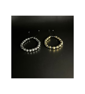 SERTİFİKALI  Hematit GOLD VE SİYAH Renk 2li Kombin Makrome Doğal Taş Bileklik 8mm