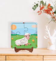 BK Toys Çocuklar İçin 2 si 1 arada Eğitici-Öğretici Ahşap 4 Parça Yapboz Puzzle Çerçeve Model 53