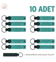 Girişimcilik Seminerleri İçin, 10'lu Set, Kişiselleştirilebilir Deri Anahtarlık, Koyu Turkuaz & Laci