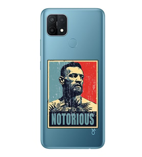 Oppo A15 / A15S Uyumlu Conor Mcgregor Notorious Desenli Şeffaf Telefon Kılıfı