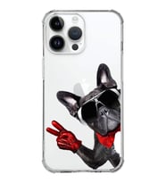 PrintiFy Apple iPhone 14 Pro Uyumlu Köpek 2 Baskılı Şeffaf Köşe Korumalı Antişok Kılıf