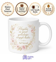 Gelin Hanıma Özel İsimli Zarif Tasarım Kupa Bardak Hediye