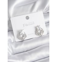 Pirinç Gümüş Renk Zirkon Taşlı Kadın Küpe 5886 - LOHO3501-3936