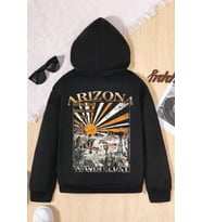 Arizona Baskılı Erkek - Kız Çocuk Rahat Kalıp Sweatshirt (Siyah)
