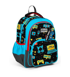 Coral High Siyah Mavi Gamer İlkokul ve Günlük Sırt Çantası - Erkek Çocuk
