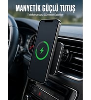 15W Hızlı Şarj Destekli Manyetik Araç Telefon Tutucu Kablosuz Araç Şarj Standı