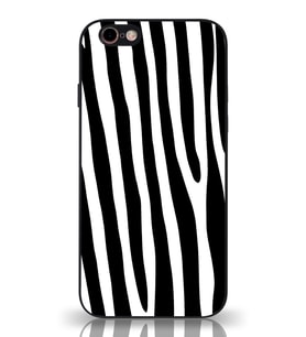 PrintiFy Apple iPhone 6S Plus Kamera Korumalı Zebra Desenli Cam Kapak Siyah