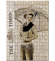 Cakapuzzle Times Gazete Küpüründe Şemsiyeli Kadın Puzzle Yapboz MDF (Ahşap) (120 Parça)