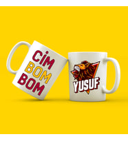 Kişiye Özel İsimli Galatasaray Kupa Bardak Cim Bom Taraftar Hediyesi Doğum Günü