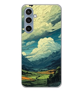 Samsung Galaxy S23 FE Uyumlu Doğa ve Bulut Desenli Şeffaf Telefon Kılıfı