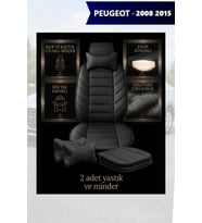 peugeot 2008 2015 Koltuk ve Kılıf uyumlu Minder Lüks Siyah Yastık 2 Minder 2 Yastık