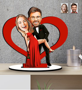 Yeni Yıl Hediyesi-Yılbaşı Hediyesi-  Sevgililer Günü Hediyesi Kalpli Karikatür   Mdf  Biblo (Çok Renkli)
