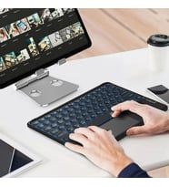 Apple iPad Mini 6 A2567-A2568 8.3" Tablet İçin Uyumlu Şarjlı Touchpadli Yuvarlak Tuş Bluetooth Klavye