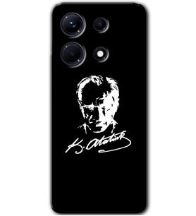 İnfinix Note 30 Pro Kılıf HD Desen Baskılı Kılıf - Atatürk Silüet İmza