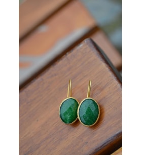 STONEAGE Altın Kaplama Jade Doğal Taş Bayan Küpe
