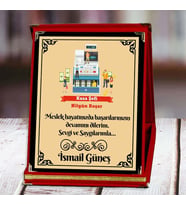 Kasa Şefi Baskılı Plaket (1. Tasarım)  Kişiye Özel (Kırmızı)