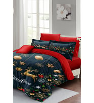 Yılbaşı Süsü Dark Deer Noel %100 Pamuk Saten 3d Çift Kişilik Nevresim Takımı