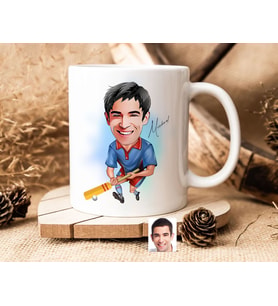 Bk Gift Kişiye Özel Cricket Karikatürlü Beyaz Kupa Bardak-1, Sevgiliye Hediye, Arkadaşa Hediye