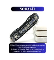 Sertifikalı Sodalit Disk Model Doğal Taş Erkek Bileklik Kilitli Kapama
