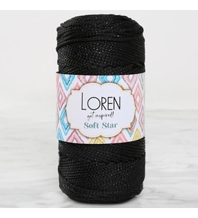Loren Soft Star Makrome İpi Siyah Simli Siyah RM10