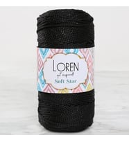 Loren Soft Star Makrome İpi Siyah Simli Siyah RM10