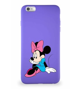 Apple iPhone 6S Plus Soft Premier Kapak Minnie Mouse-E Tasarımlı Silikon Kılıf - Mor (Şeffaf)