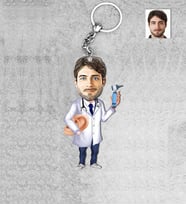 Kişiye Özel KBB Doktoru Erkek Ahşap Anahtarlık-1