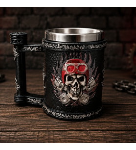 Kuru Kafa Motorcu Tasarımlı Metal Kupa Bardak