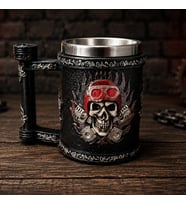 Kuru Kafa Motorcu Tasarımlı Metal Kupa Bardak