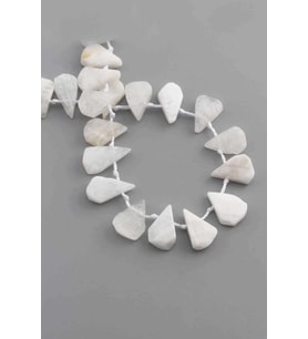 Ay Taşı Doğal Taş Parlak Beyaz Yassı Damla Kesim 16x12mm Dizi [AA]
